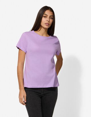 T-Shirt - Rundhals-Ausschnitt - lila