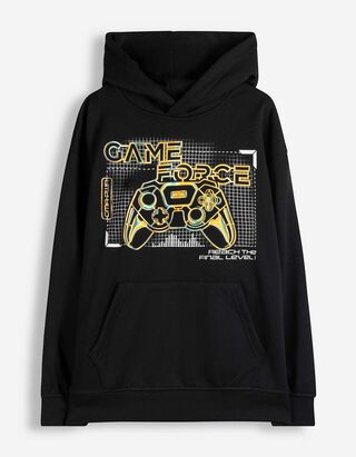 Hoodie - 3D-Applikation - Schwarz