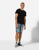 Short en jean - effet d&eacute;lav&eacute; - Bleu