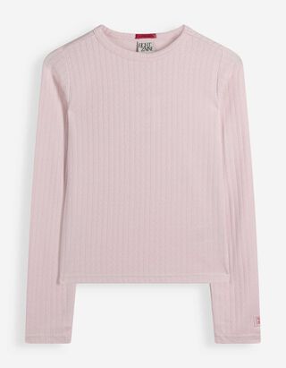 Langarmshirt - Labelpatch - Rosa