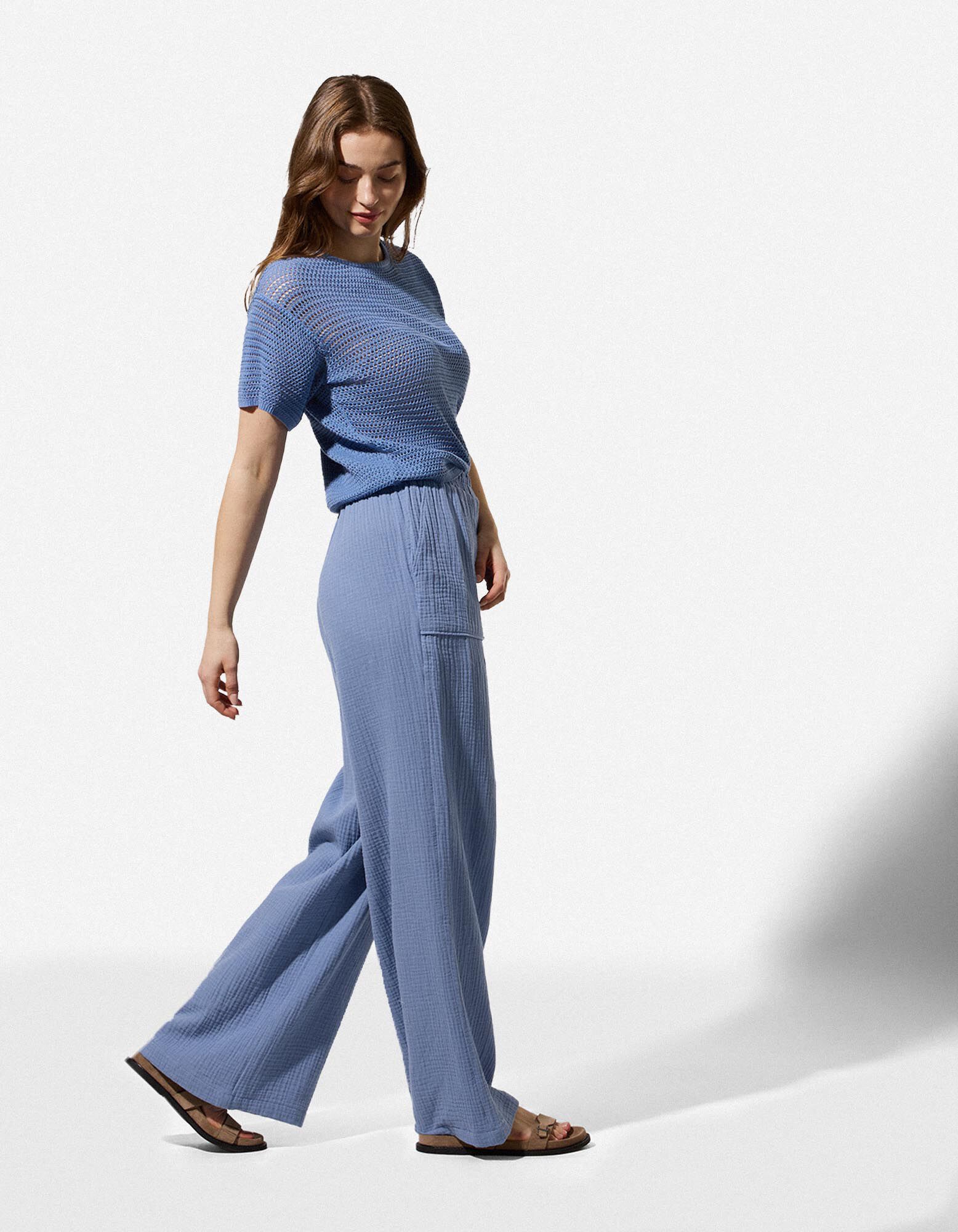 Palazzo - Musselin - blau