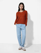 Strickpullover - V-Ausschnitt - braun