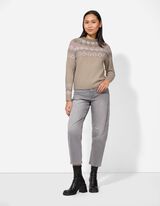 Strickpullover - Karomuster - beige