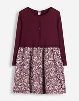 Kleid - Florales Muster - Dunkelrot