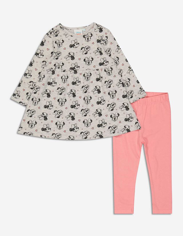 Set rochie și leggings - Minnie Mouse - Gri deschis