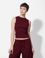 Top - Collo a mosca - rosso scuro