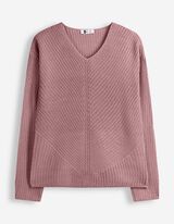 Strickpullover - V-Ausschnitt - Beere