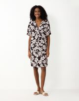 Kleid - Allover-Print - Dunkelbraun