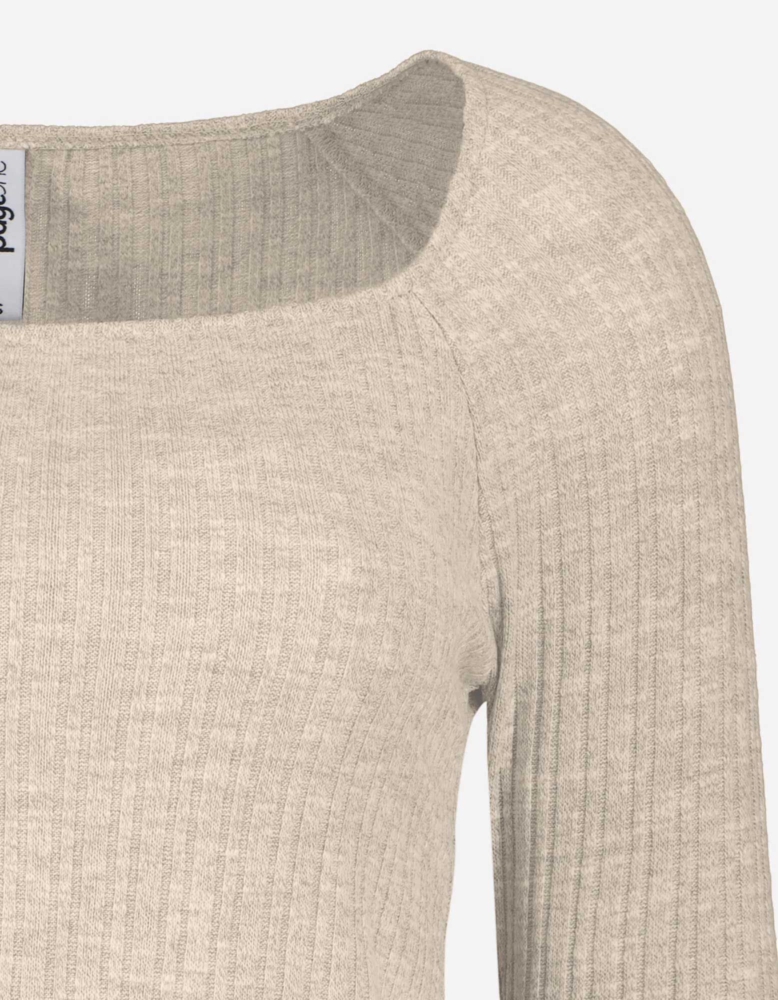 T-shirt &agrave; manches longues - Viscose m&eacute;lang&eacute;e - Beige