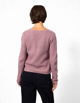 Strickpullover - V-Ausschnitt - Beere