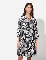 Blusenkleid - Allover-Muster - schwarz