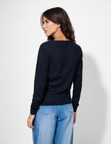 Strickpullover - Rundhals-Ausschnitt - dunkelblau