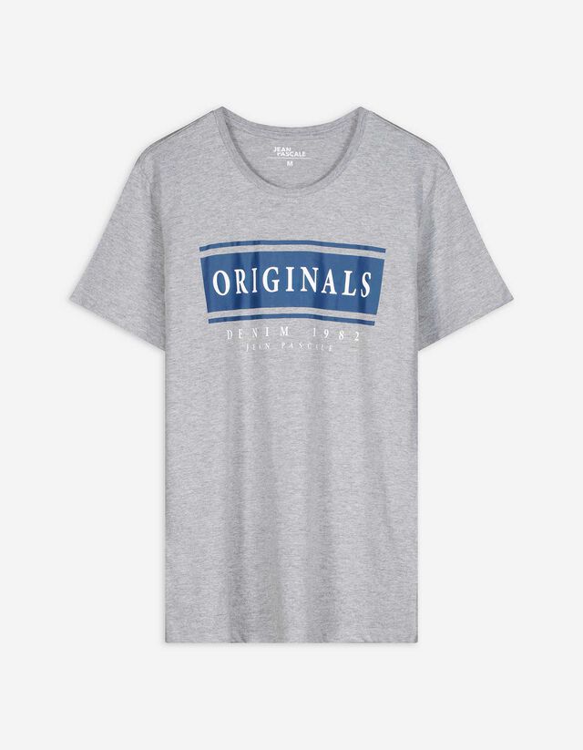 T-Shirt - Rundhals-Ausschnitt - hellgrau