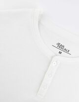 T-Shirt - Knopfleiste - weiß