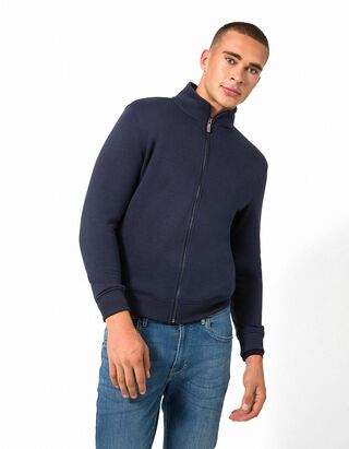 Sweatjacke - Rei&szlig;verschluss - Dunkelblau