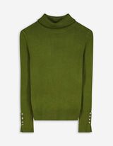 Strickpullover - Rollkragen - grün