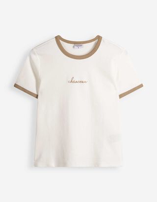 T-Shirt - Stickerei - Wei&szlig;
