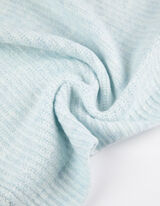 Dolga jopa - Rebrasta pletenina - svetlo modra