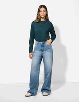 Longsleeve - Print op rug - turkoois