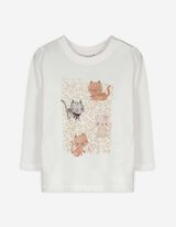 Langarmshirt - Glitzerprint - weiß