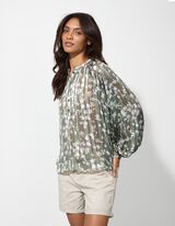 Blouse - Motief all-over - donkergroen