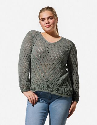 Strickpullover - V-Ausschnitt - t&uuml;rkis