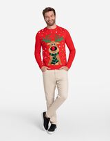 Strickpullover - Christmas - rot