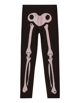 M&auml;dchen Leggings mit glitzerndem Skelett-Print