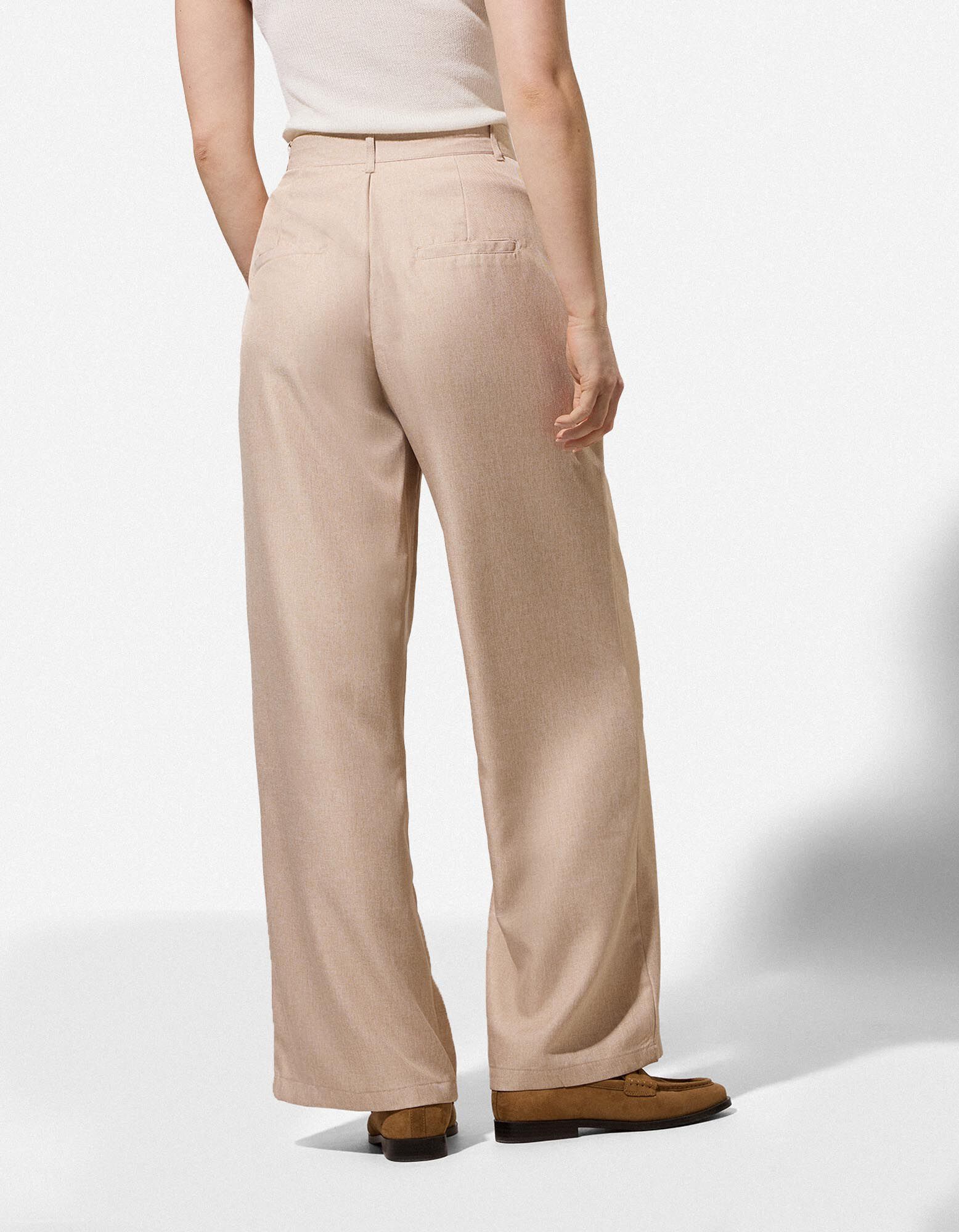 Oblekov&eacute; nohavice - Wide Fit - bezova