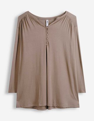 Haut en dentelle - Viscose m&eacute;lang&eacute;e - Brun