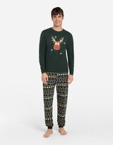 Pižama, sestavljena iz majice z dolgimi rokavi in hlačmajice - Božič - temno zelena