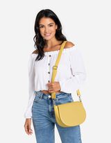 Geantă de umăr - Clapetă cu buton - Galben deschis