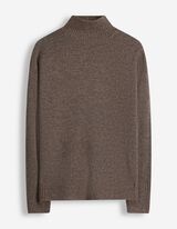 Žebrovan&yacute; pleten&yacute; svetr - Mockneck - Tmavě hněd&aacute;