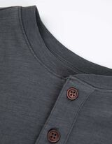 Marškinėliai ilgomis rankovėmis - Henley iškirptė - tamsiai pilkas