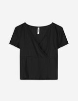 T-Shirt - Wickeloptik - schwarz