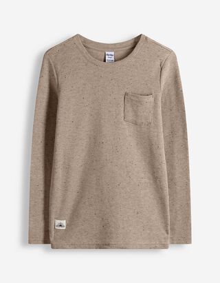 Langarmshirt - Waffelstruktur - hellbraun