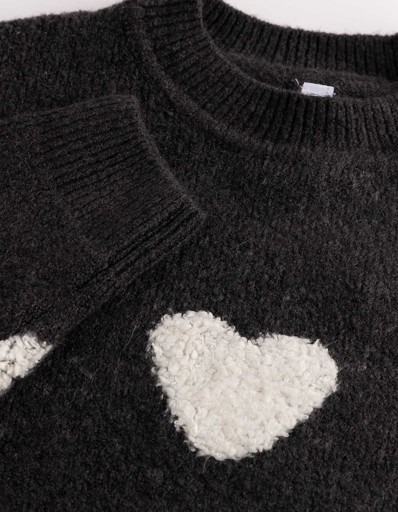 Pullover - Herzen - Dunkelgrau