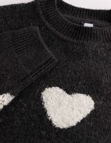 Pullover - Herzen - Dunkelgrau