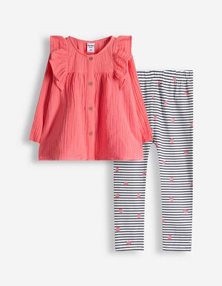 Set composto da abito e leggings - Mussola - rosa fucsia