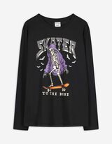 Langarmshirt - Frontprint - schwarz