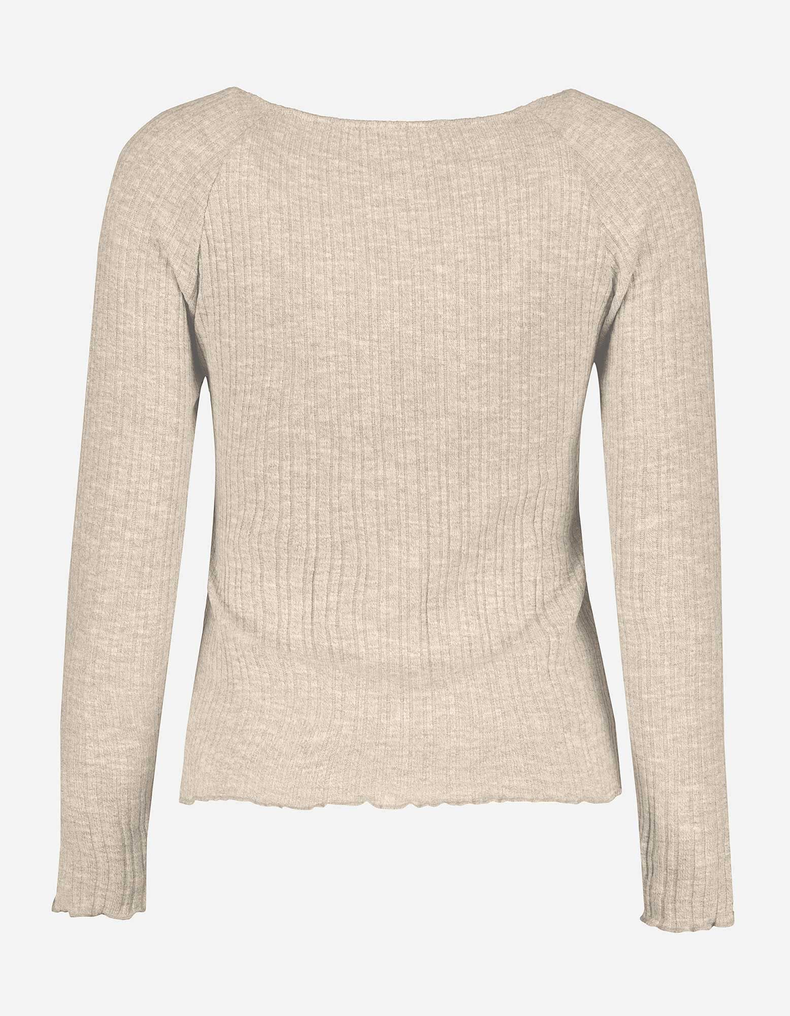 T-shirt &agrave; manches longues - Viscose m&eacute;lang&eacute;e - Beige