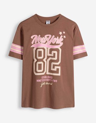 T-Shirt - Frontprint - hellbraun