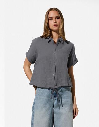 Hemd - Musselin - Dunkelgrau