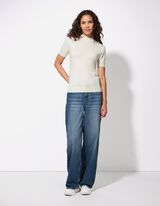 Gebreid overhemd - Viscosemix - wit