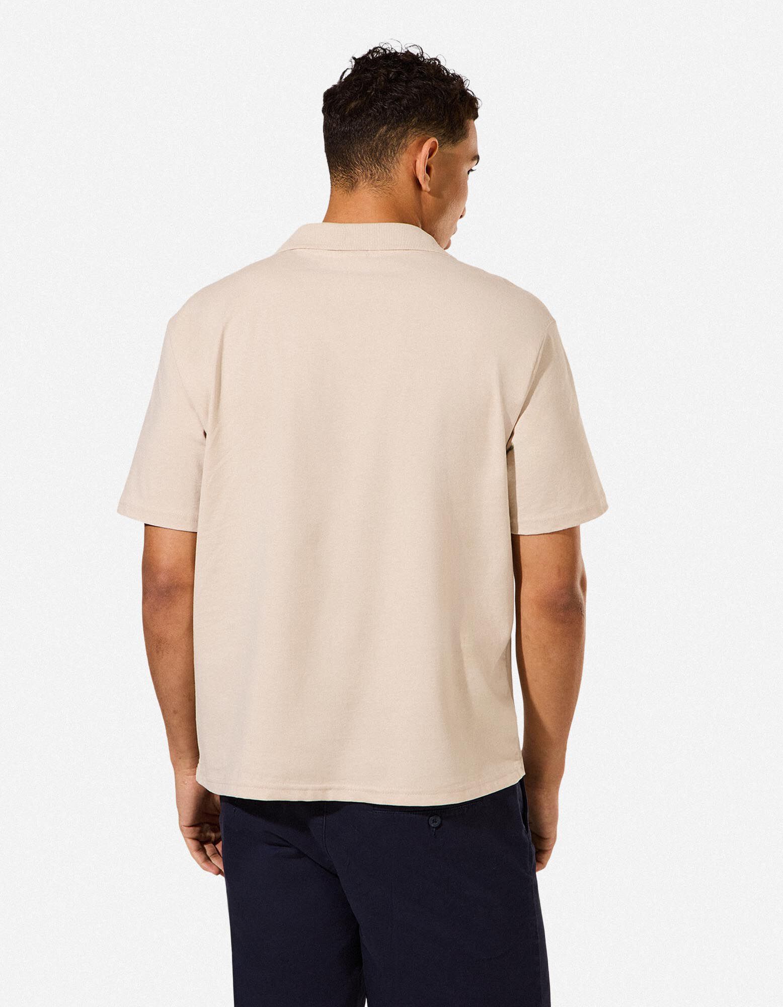 Poloshirt - Frontprint - beige