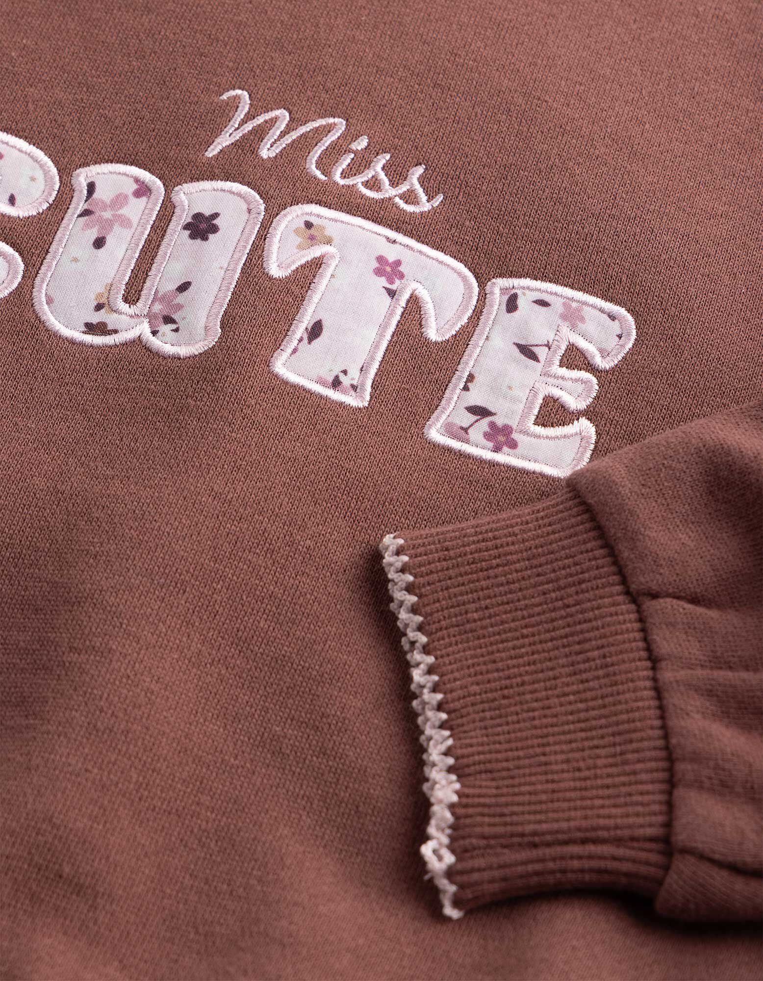 Sweatshirt - Applikation - Dunkelbraun