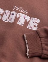 Sweatshirt - Applikation - Dunkelbraun