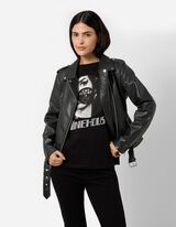 Bikerjacke - Kunstleder - Schwarz