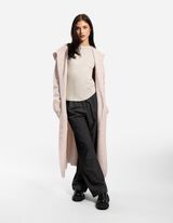 Longcardigan - Bindegürtel - beige
