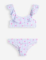 Set aus Bikinitop und Bikinislip - Streifen - Wei&szlig;